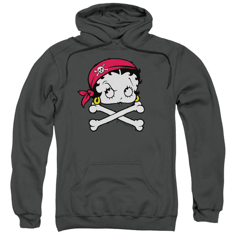 Betty Boop/pirate-adult Pull-over Hoodie-charcoal