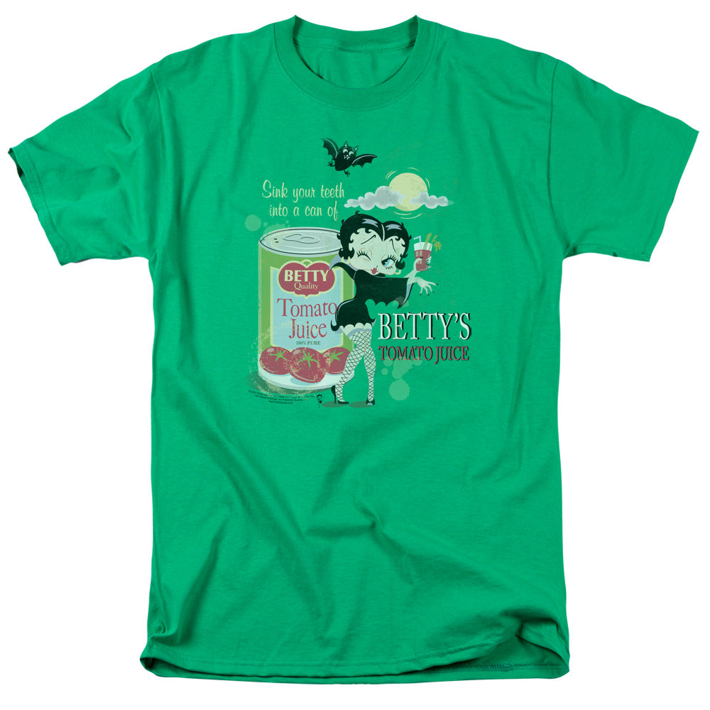 Betty Boop/vampire Tomato Juice-s/s Adult 18/1-kelly Green