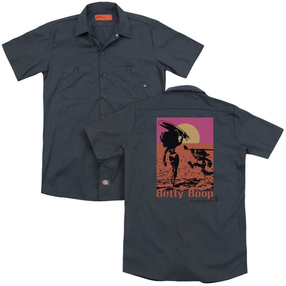 Betty Boop/summer (back Print) - Adult Work Shirt - Charcoal