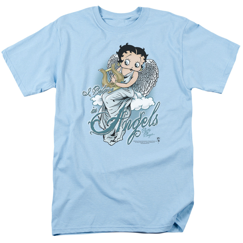 Betty Boop/i Believe In Angels - S/s Adult 18/1 - Light Blue
