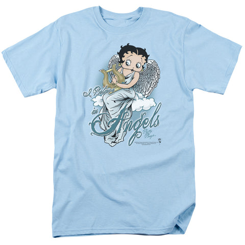 Betty Boop/i Believe In Angels - S/s Adult 18/1 - Light Blue