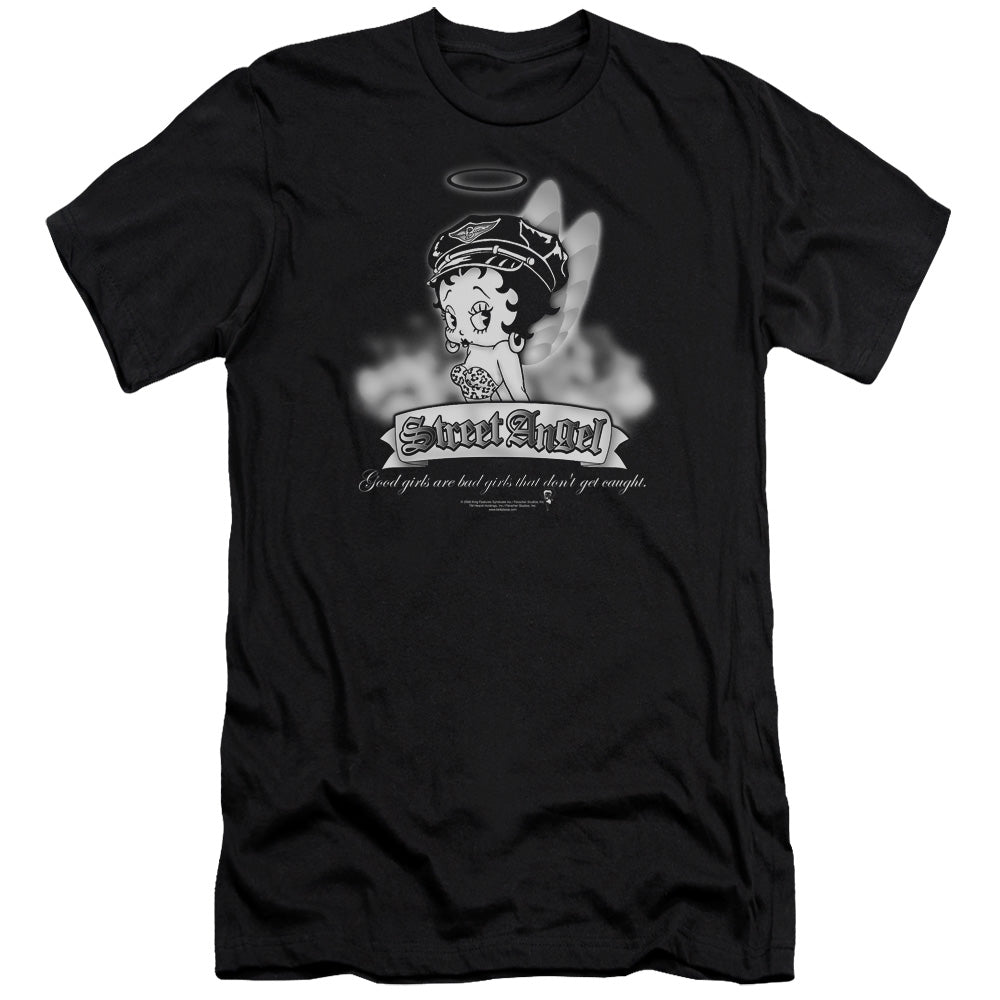 Betty Boop/street Angel-premuim Canvas Adult Slim Fit 30/1-black