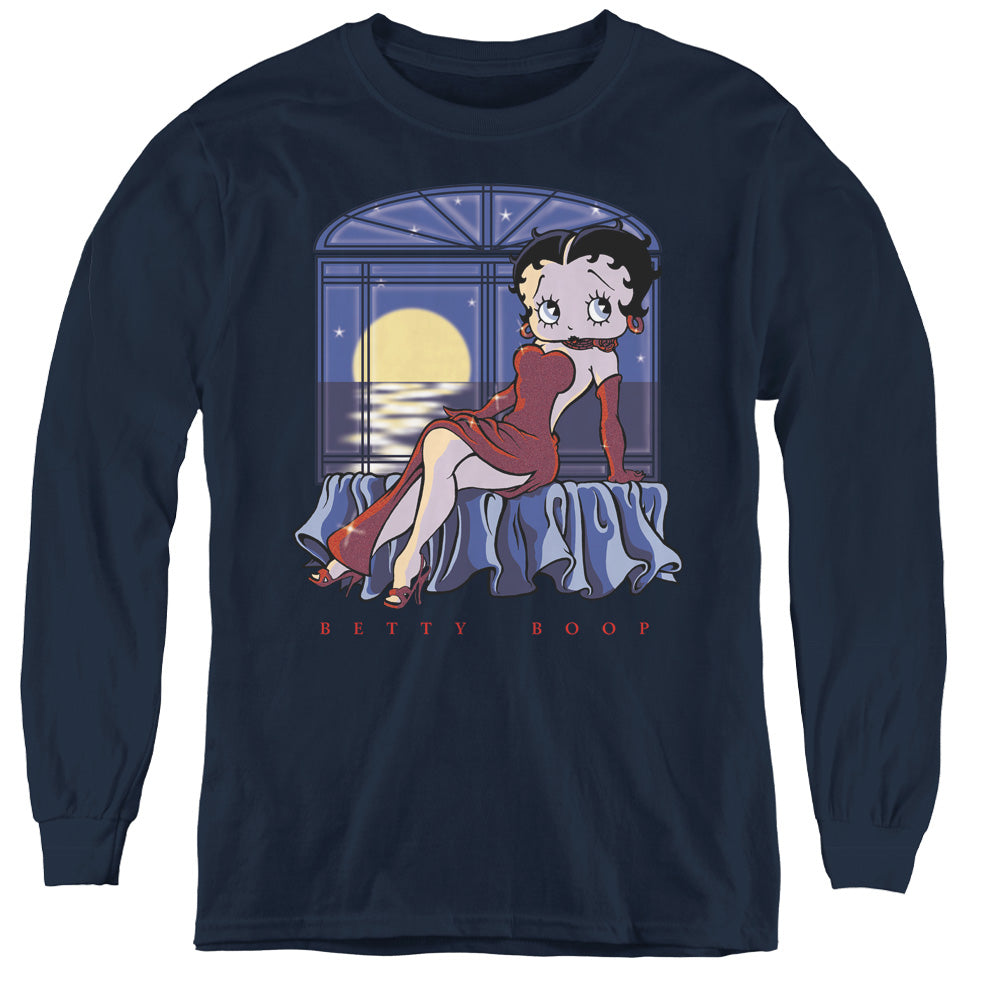 Betty Boop/moonlight - Youth Long Sleeve Tee - Navy