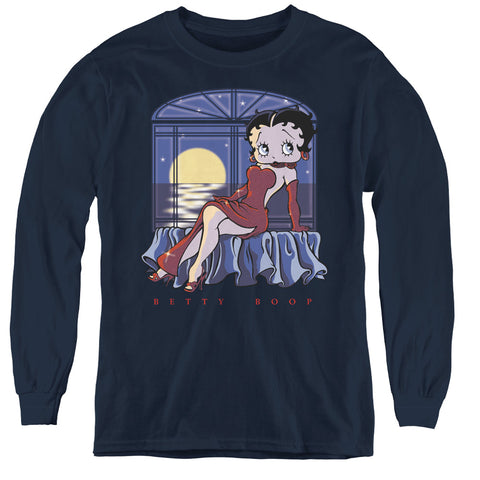 Betty Boop/moonlight - Youth Long Sleeve Tee - Navy