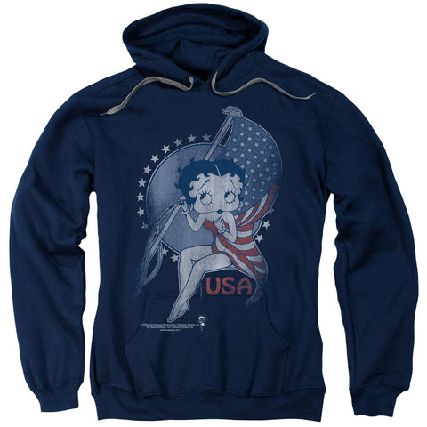 Betty Boop/proud Betty-adult Pull-over Hoodie-navy