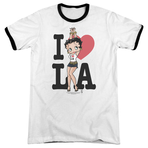 Betty Boop/i Heart La - Adult Ringer - White/black