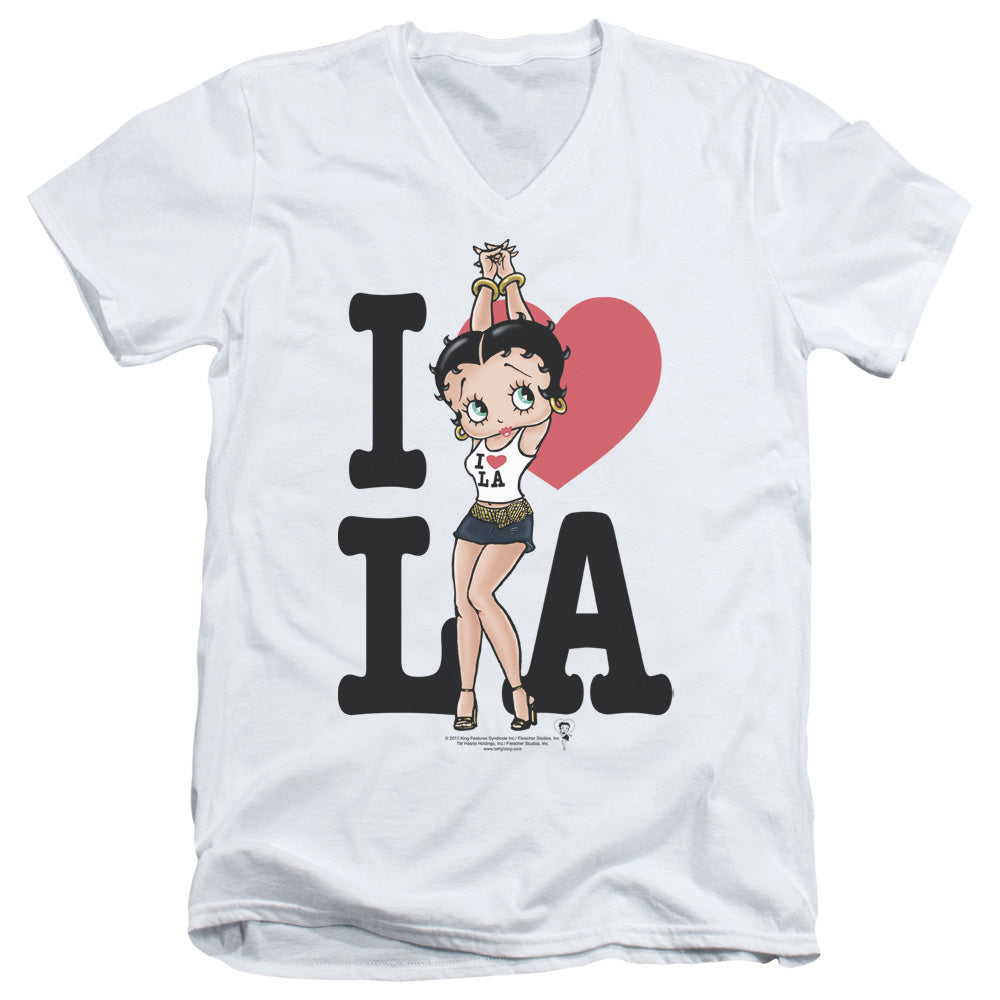 Betty Boop/i Heart La - S/s Adult V-neck - White