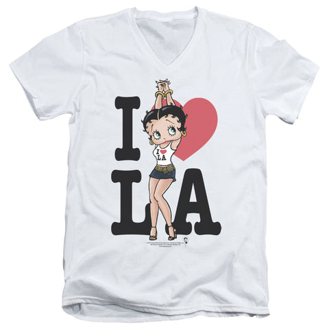 Betty Boop/i Heart La - S/s Adult V-neck - White