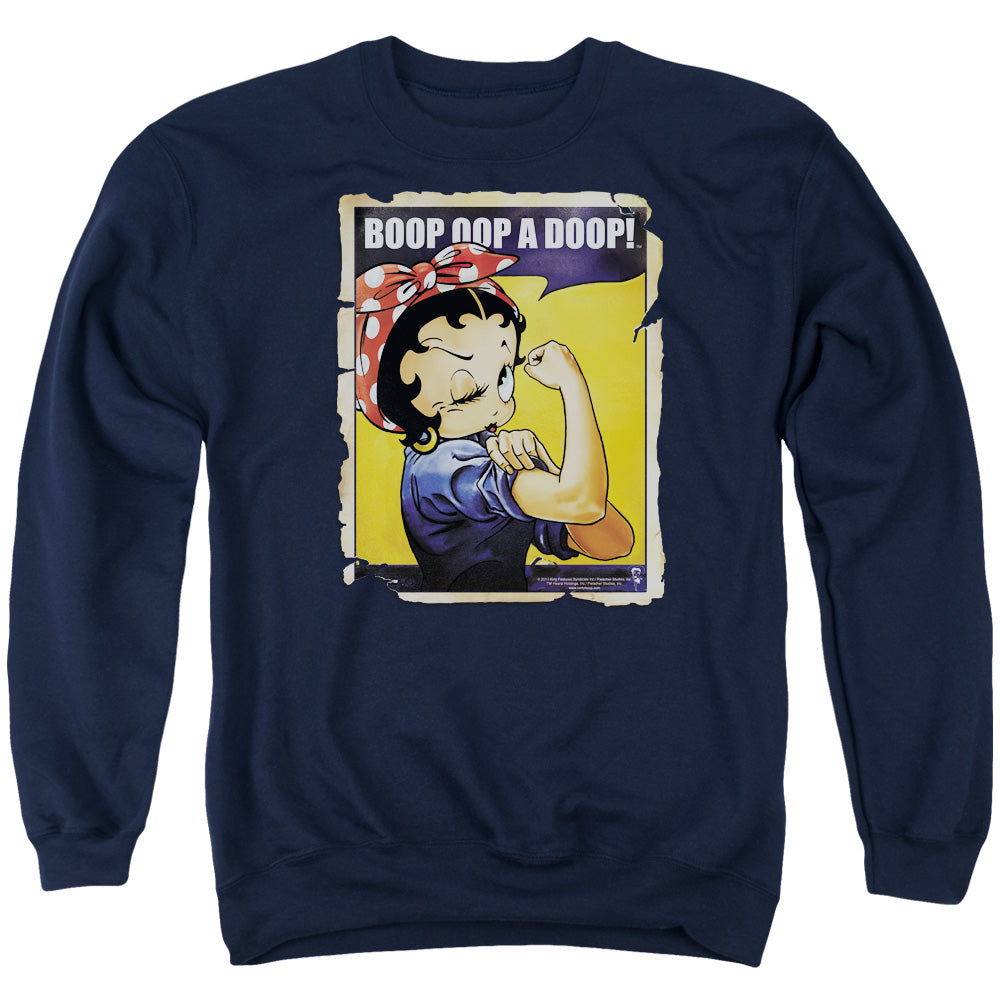 Betty Boop/power - Adult Crewneck Sweatshirt - Navy