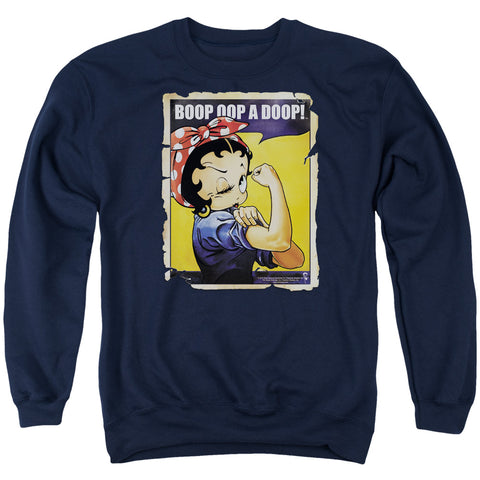Betty Boop/power - Adult Crewneck Sweatshirt - Navy