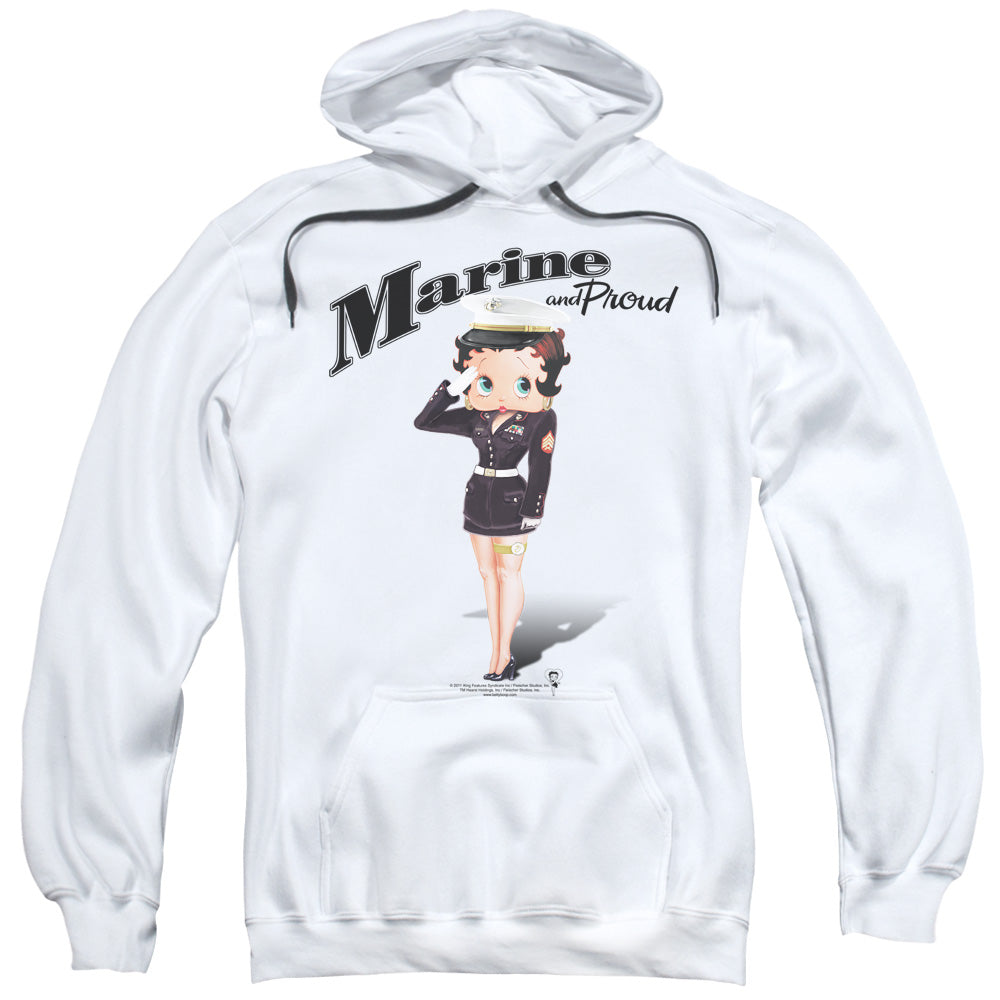 Betty Boop/marine Boop-adult Pull-over Hoodie-white