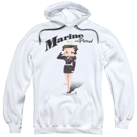 Betty Boop/marine Boop-adult Pull-over Hoodie-white