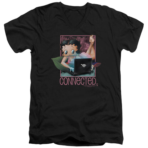Betty Boop/connected - S/s Adult V-neck - Black