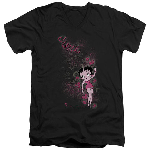 Betty Boop/cutie - S/s Adult V-neck - Black
