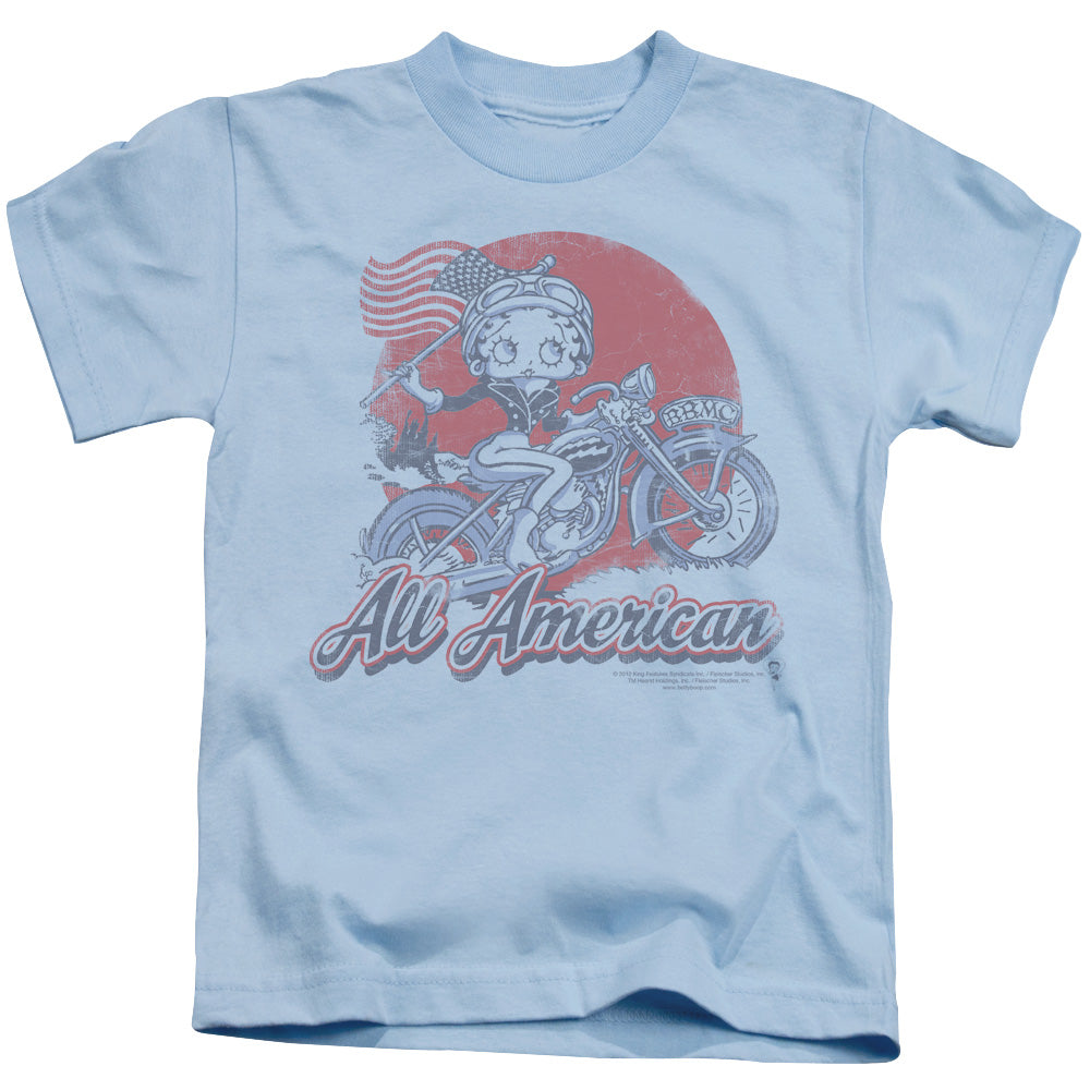 Betty Boop/all American Biker - S/s Juvenile 18/1 - Light Blue