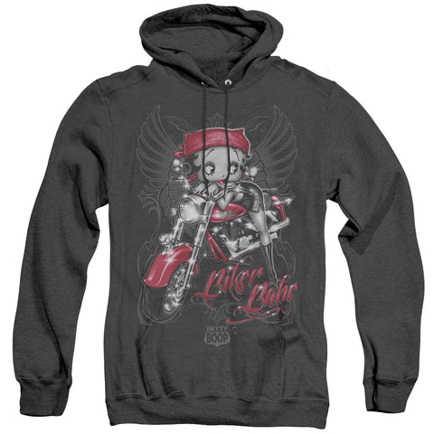 Betty Boop/biker Babe-adult Heather Hoodie-black