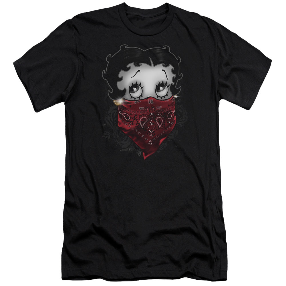 Betty Boop/bandana & Roses-premuim Canvas Adult Slim Fit 30/1-black