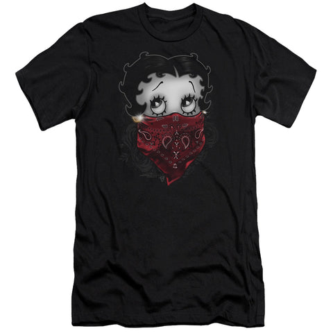 Betty Boop/bandana & Roses-premuim Canvas Adult Slim Fit 30/1-black