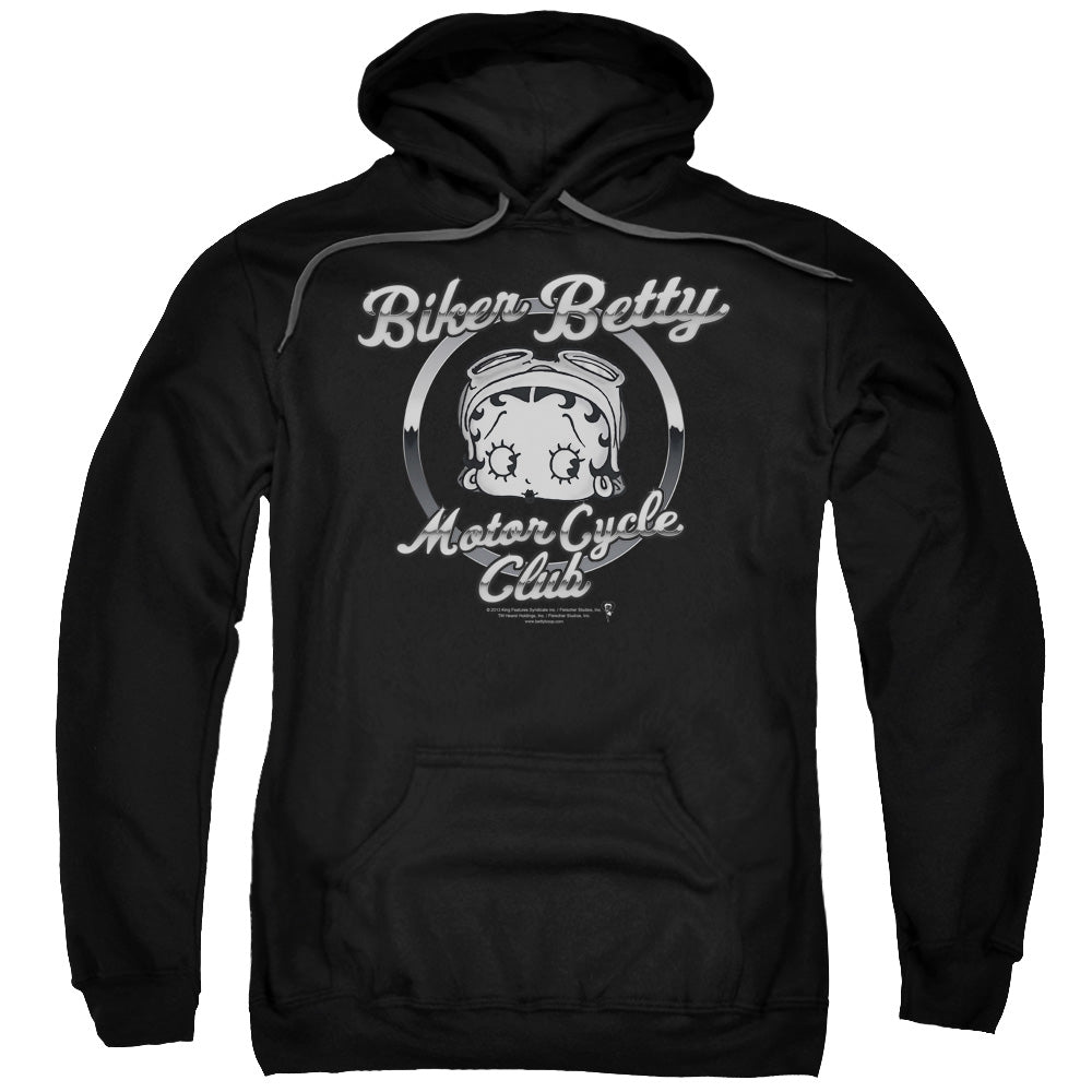 Betty Boop/chromed Logo-adult Pull-over Hoodie-black