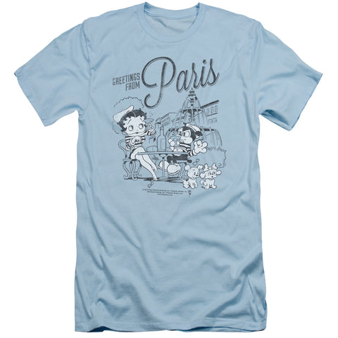 Betty Boop/greetings From Paris - S/s Adult 30/1 - Light Blue