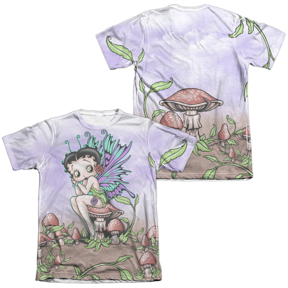 Betty Boop/fairy (front/back Print)-adult Poly/cotton S/s Tee-white