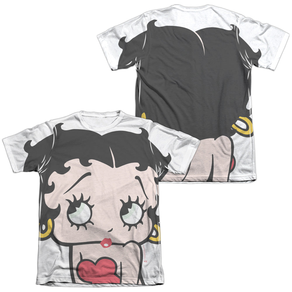 Betty Boop/big Boop Head (front/back Print)-adult Poly/cotton S/s Tee-white