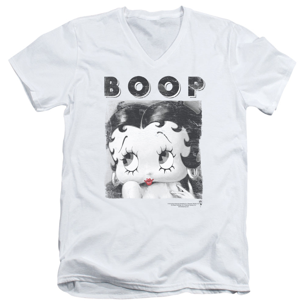 Betty Boop/not Fade Away-s/s Adult V-neck 30/1-white