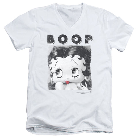 Betty Boop/not Fade Away-s/s Adult V-neck 30/1-white