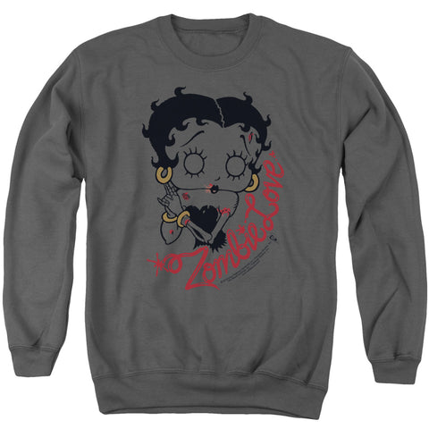Betty Boop/classic Zombie - Adult Crewneck Sweatshirt - Charcoal