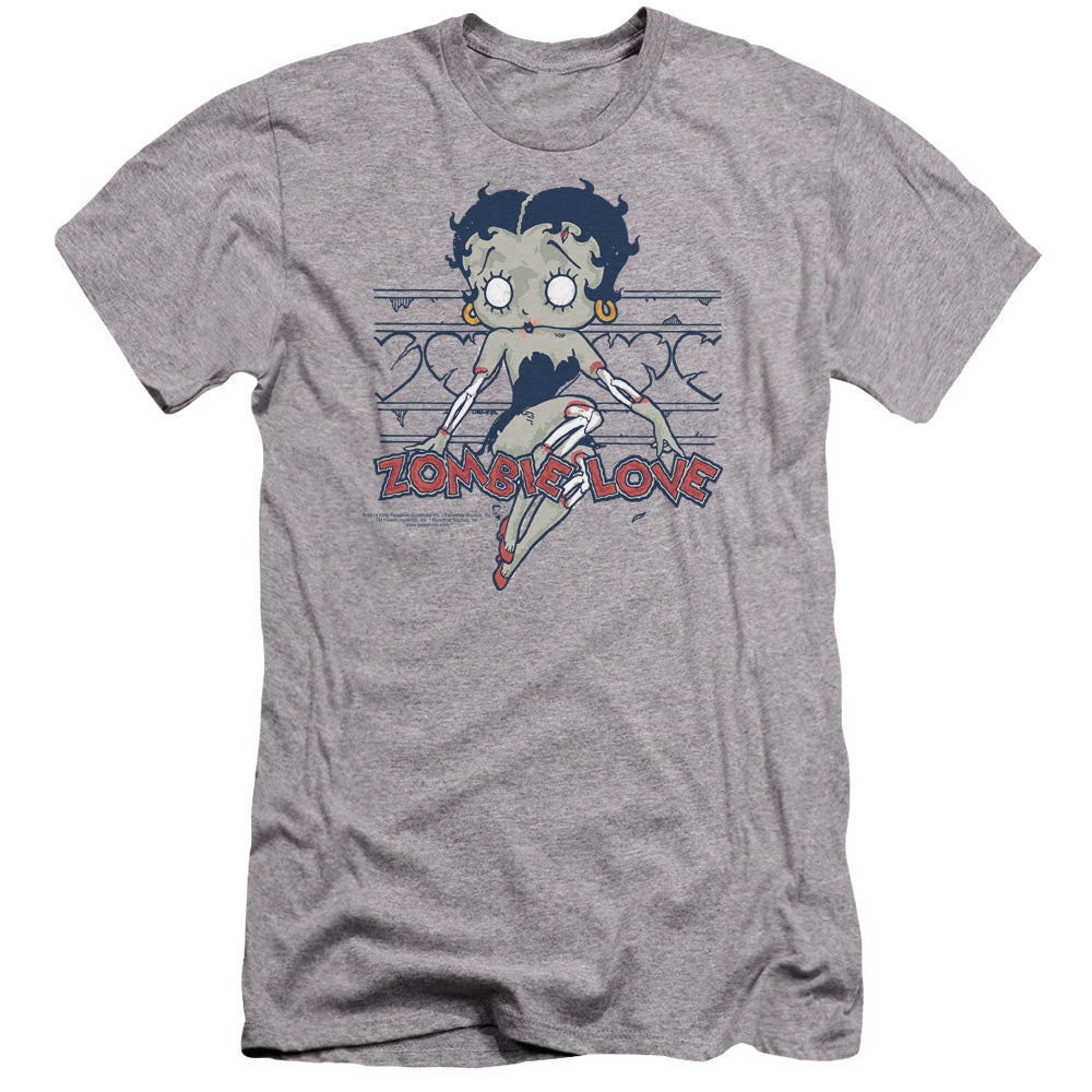 Betty Boop/zombie Pinup-premuim Canvas Adult Slim Fit 30/1-athletic Heather