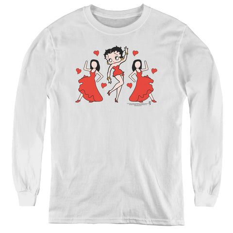 Betty Boop/bb Dance-youth Long Sleeve Tee-white