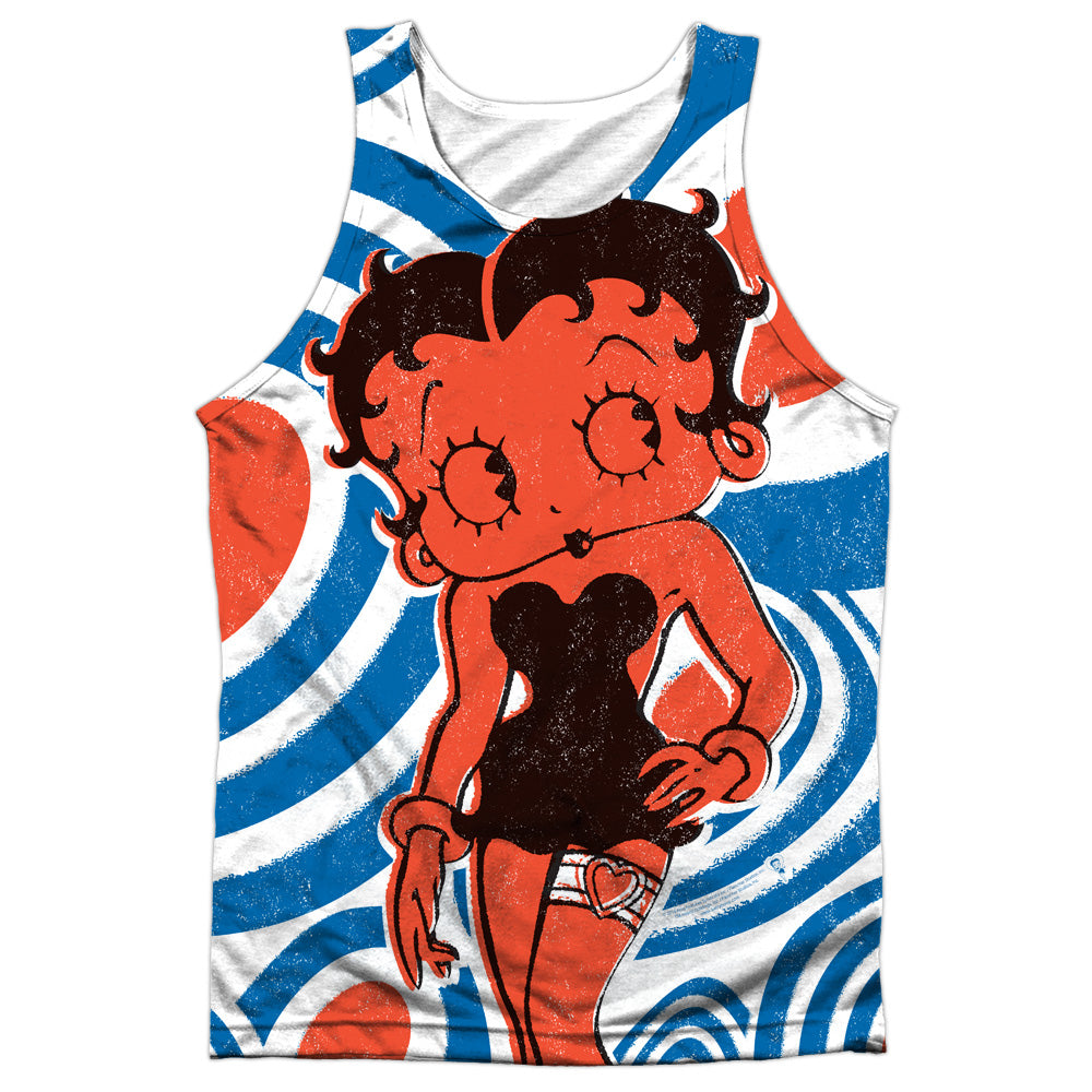 Betty Boop/mod Rings-adult Poly Tank Top-white