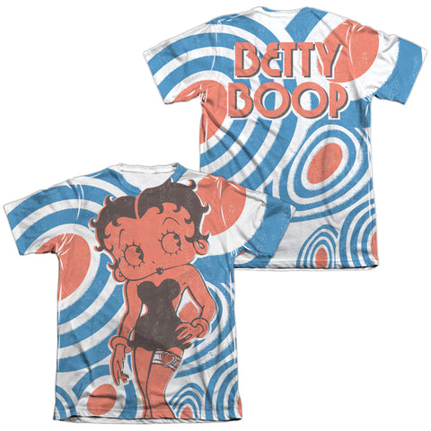 Betty Boop/mod Rings (front/back Print)-adult Poly/cotton S/s Tee-white