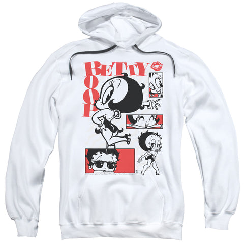 Betty Boop/stylin Snaps-adult Pull-over Hoodie-white