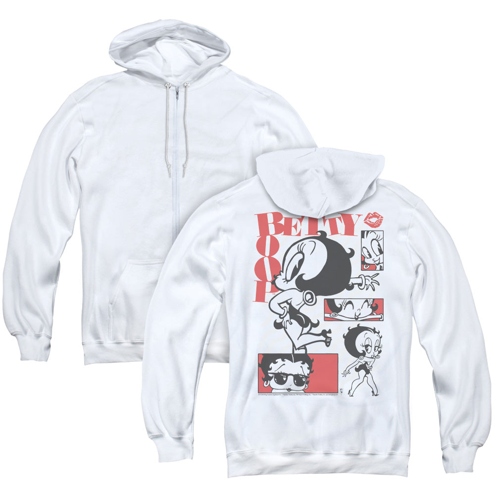 Betty Boop/stylin Snaps (back Print) - Adult Zipper Hoodie-white