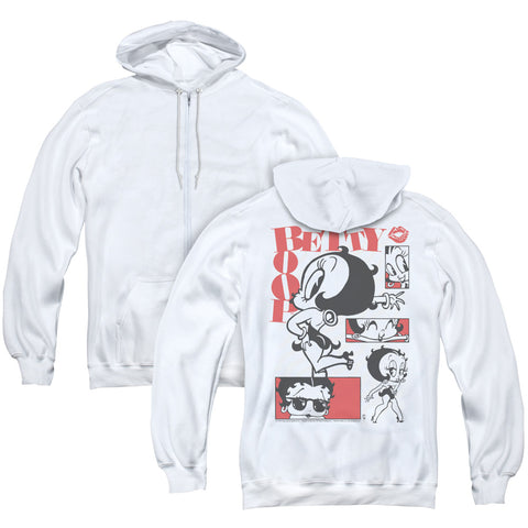 Betty Boop/stylin Snaps (back Print) - Adult Zipper Hoodie-white