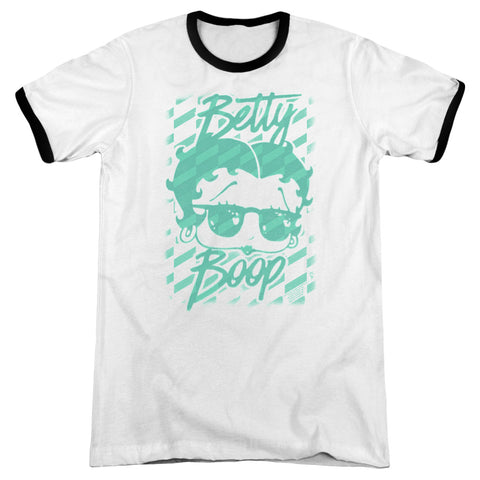 Betty Boop/summer Shades-adult Ringer-white/black