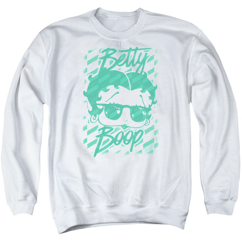 Betty Boop/summer Shades-adult Crewneck Sweatshirt-white