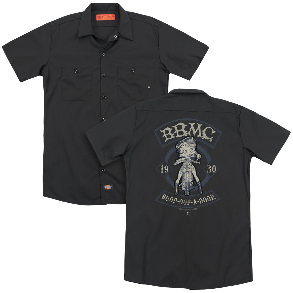 Betty Boop/b.b.m.c. (back Print) - Adult Work Shirt - Black