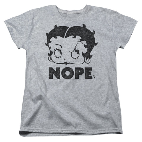 Betty Boop/boop Nope-s/s Womens Tee-athletic Heather
