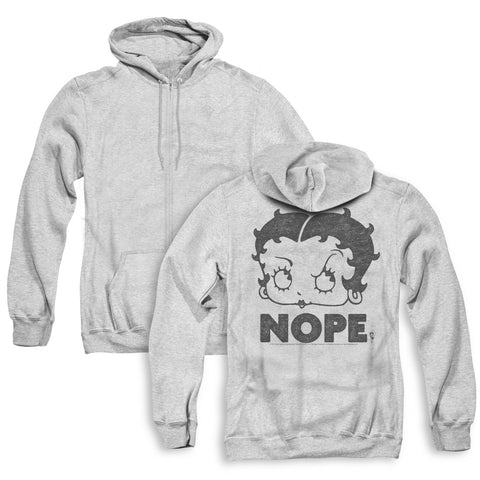 Betty Boop/boop Nope (back Print) - Adult Zipper Hoodie-athletic Heather