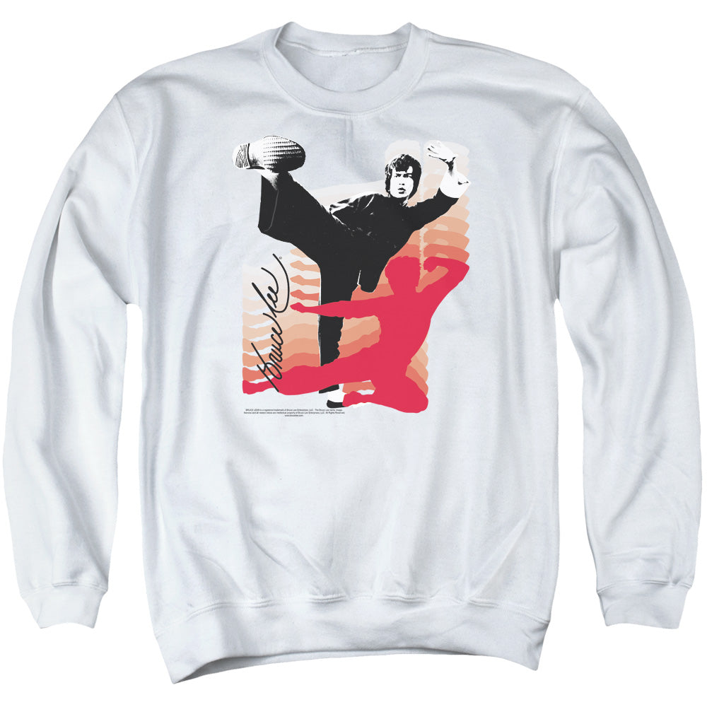 Bruce Lee/kick It - Adult Crewneck Sweatshirt - White