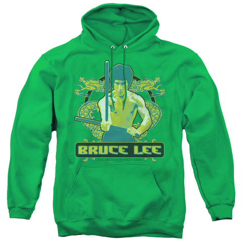 Bruce Lee/double Dragons - Adult Pull-over Hoodie - Kelly Green