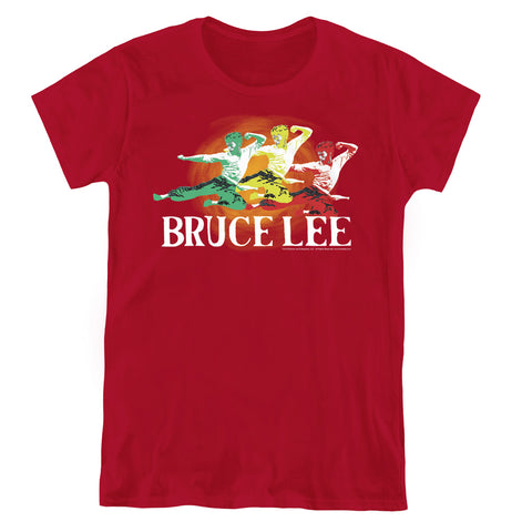 Bruce Lee/tri Color - S/s Womens Tee - Cardinal