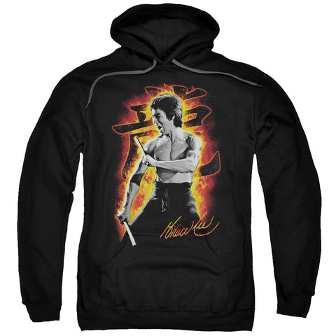 Bruce Lee/dragon Fire-adult Pull-over Hoodie-black