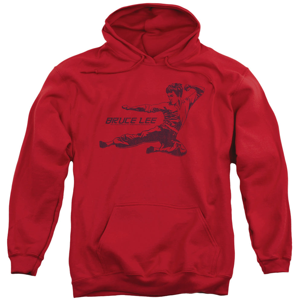 Bruce Lee/line Kick-adult Pull-over Hoodie-red