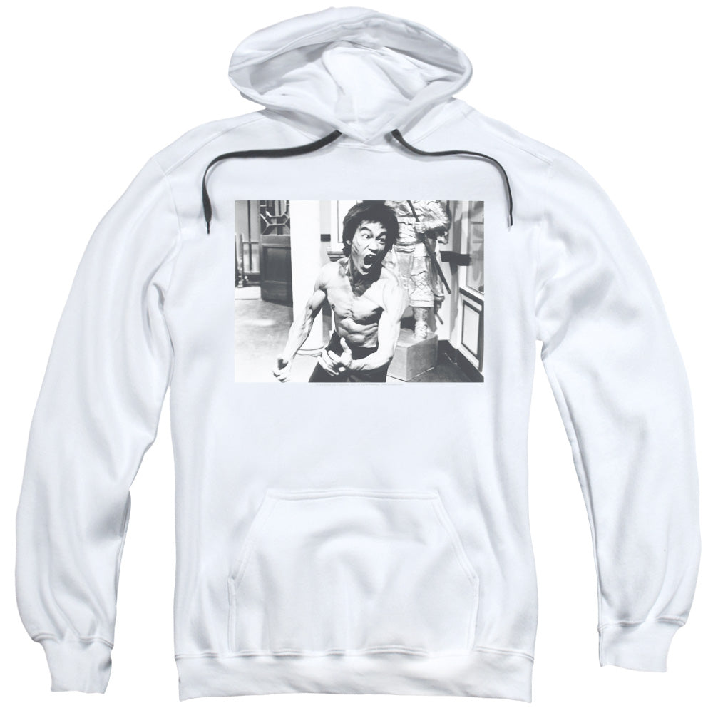 Bruce Lee/full Of Fury-adult Pull-over Hoodie-white