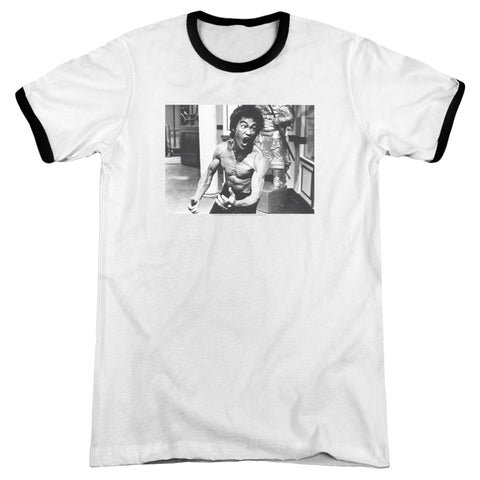 Bruce Lee/full Of Fury - Adult Ringer - White/black