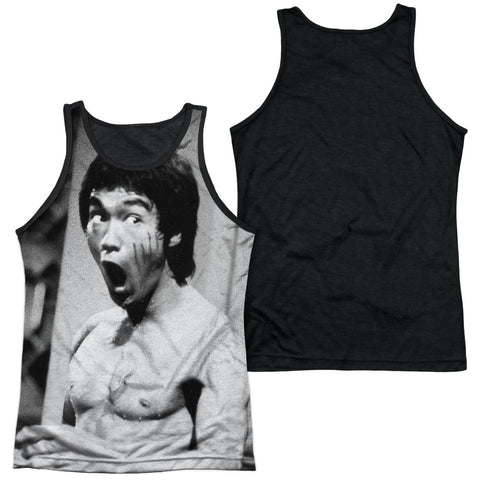 Bruce Lee/classic Lee-adult Poly Tank Top Black Back-white