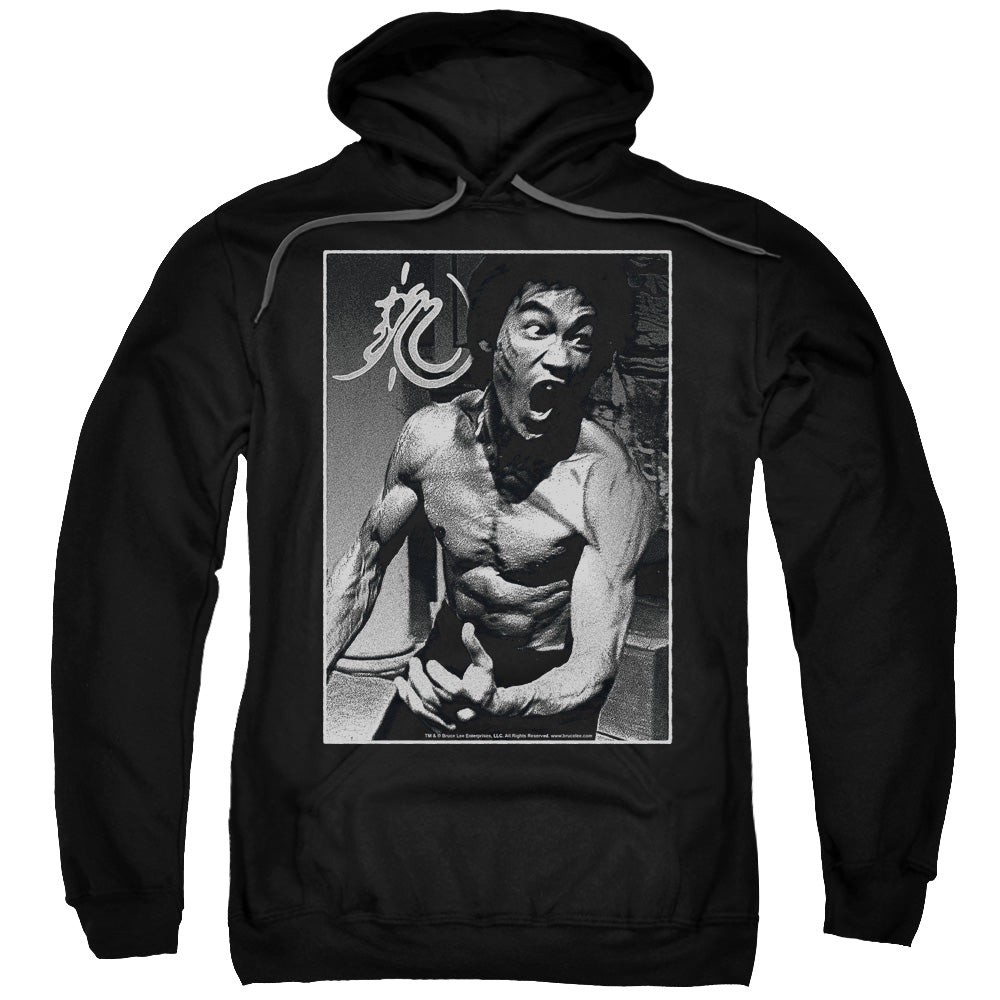 Bruce Lee/focused Rage-adult Pull-over Hoodie-black